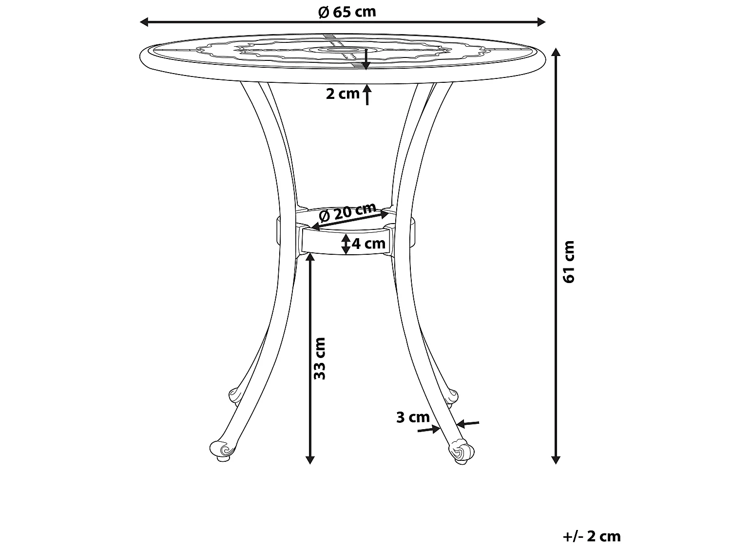 Stolik bistro BOVINO 65 cm 65 cm Metal Ciemnobrązowy