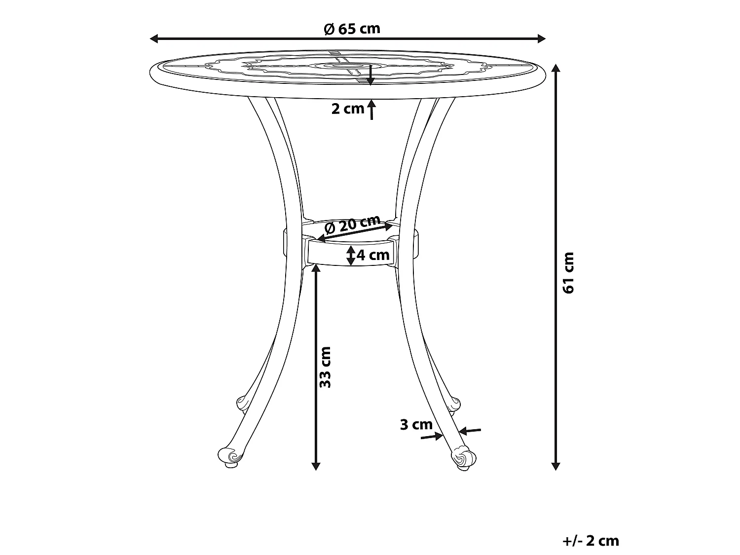 Bistro Table BOVINO 65 cm 65 cm Metal Dark Brown