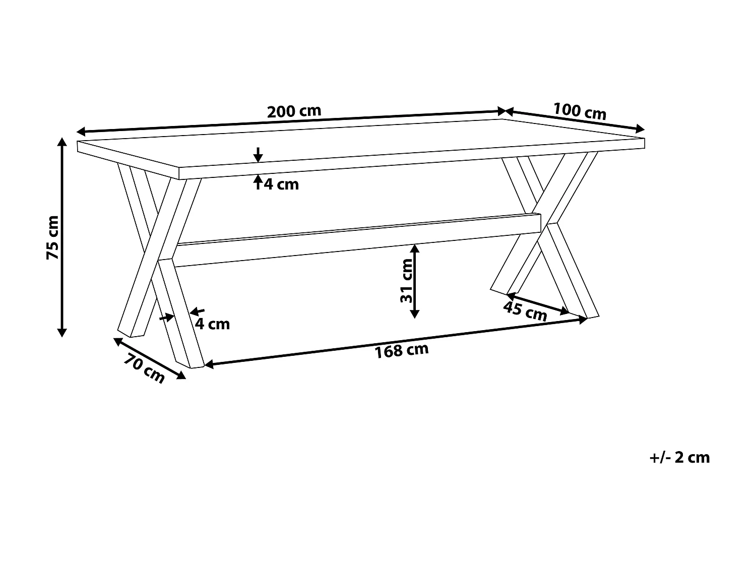 Tavolo da pranzo da giardino OLBIA 200 cm 100 cm Cemento Bianco