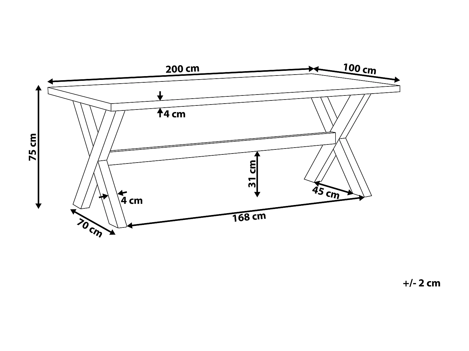 Table de salle à manger de jardin OLBIA 200 cm 100 cm Béton Blanc