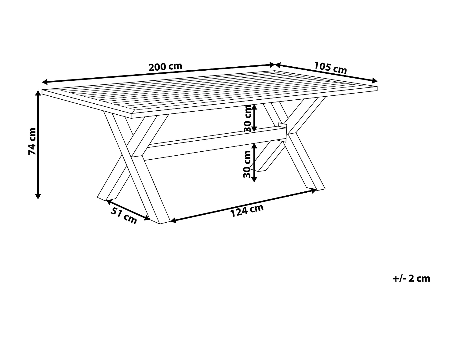 Gartentisch Aluminium grau rechteckig 200 x 105 cm X-Beine modern Cascais