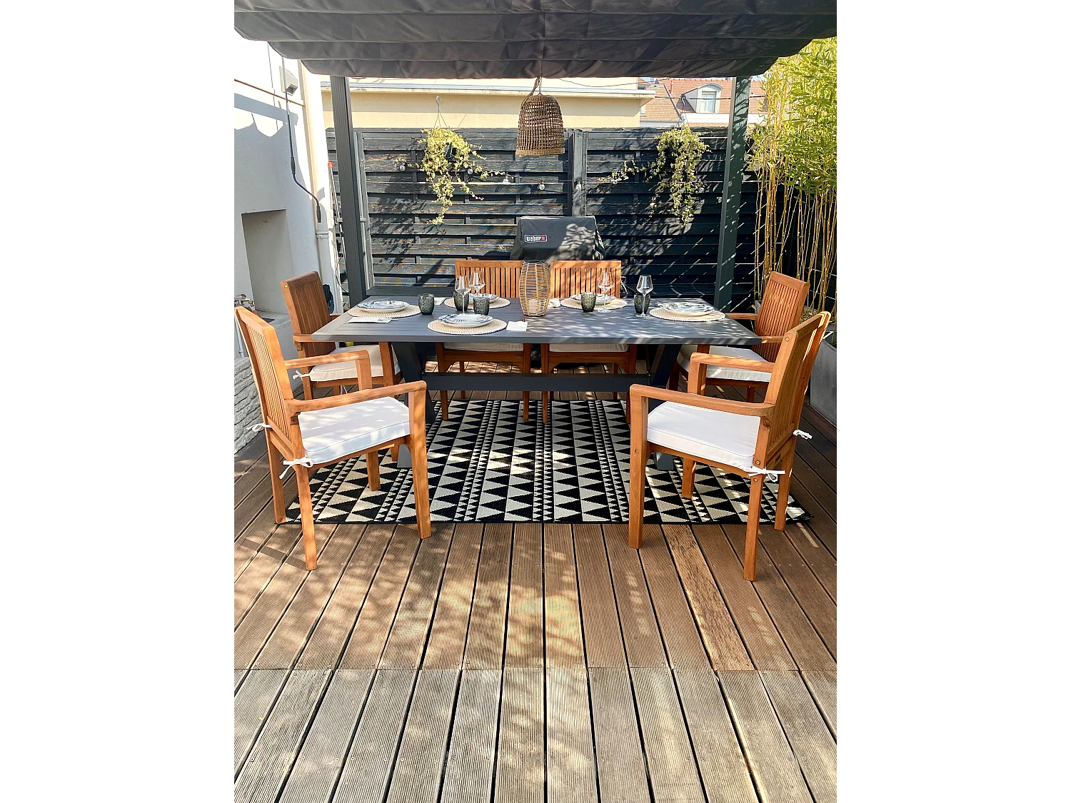 Garden Dining Table CASCAIS 200 cm 105 cm Metal Grey