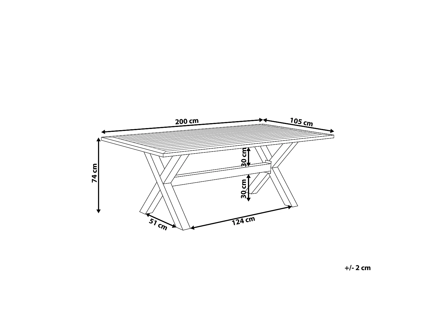 Tuin eettafel CASCAIS 200 cm 105 cm Metaal Grijs