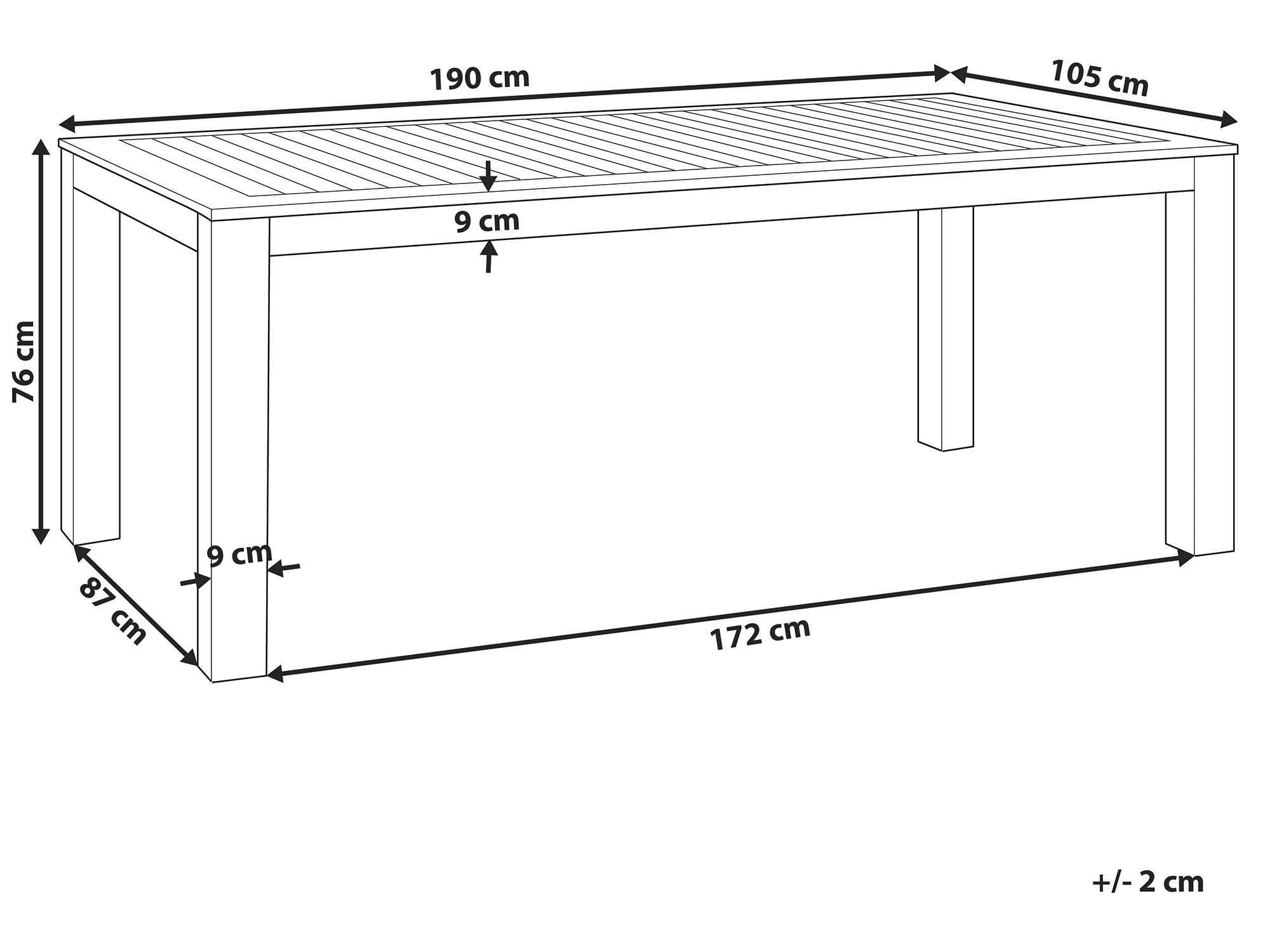 Table de jardin en bois eucalyptus clair 190 x 105 cm MONSANO