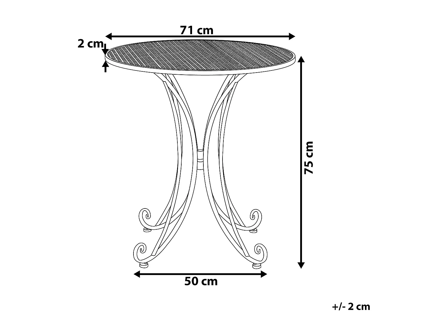 Table bistrot CILENTO 71 cm 71 cm Métal Gris