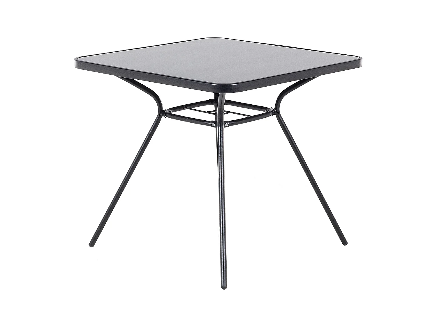 Praktischer Gartentisch Stahl schwarz Sicherheitsglas 80x80 cm quadratisch Livo