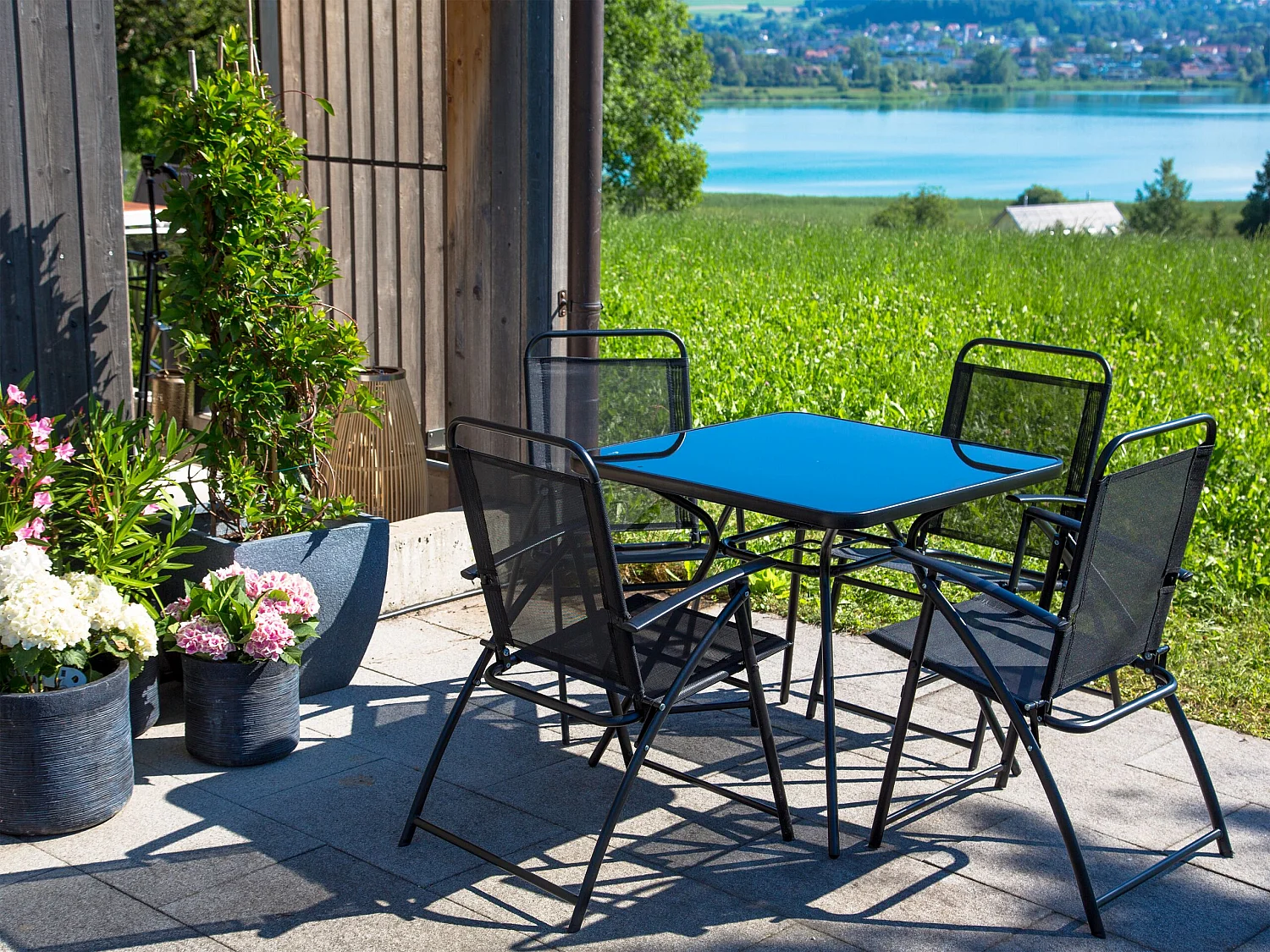 Tavolino Bistrot LIVO 80 cm 80 cm Vetro Nero
