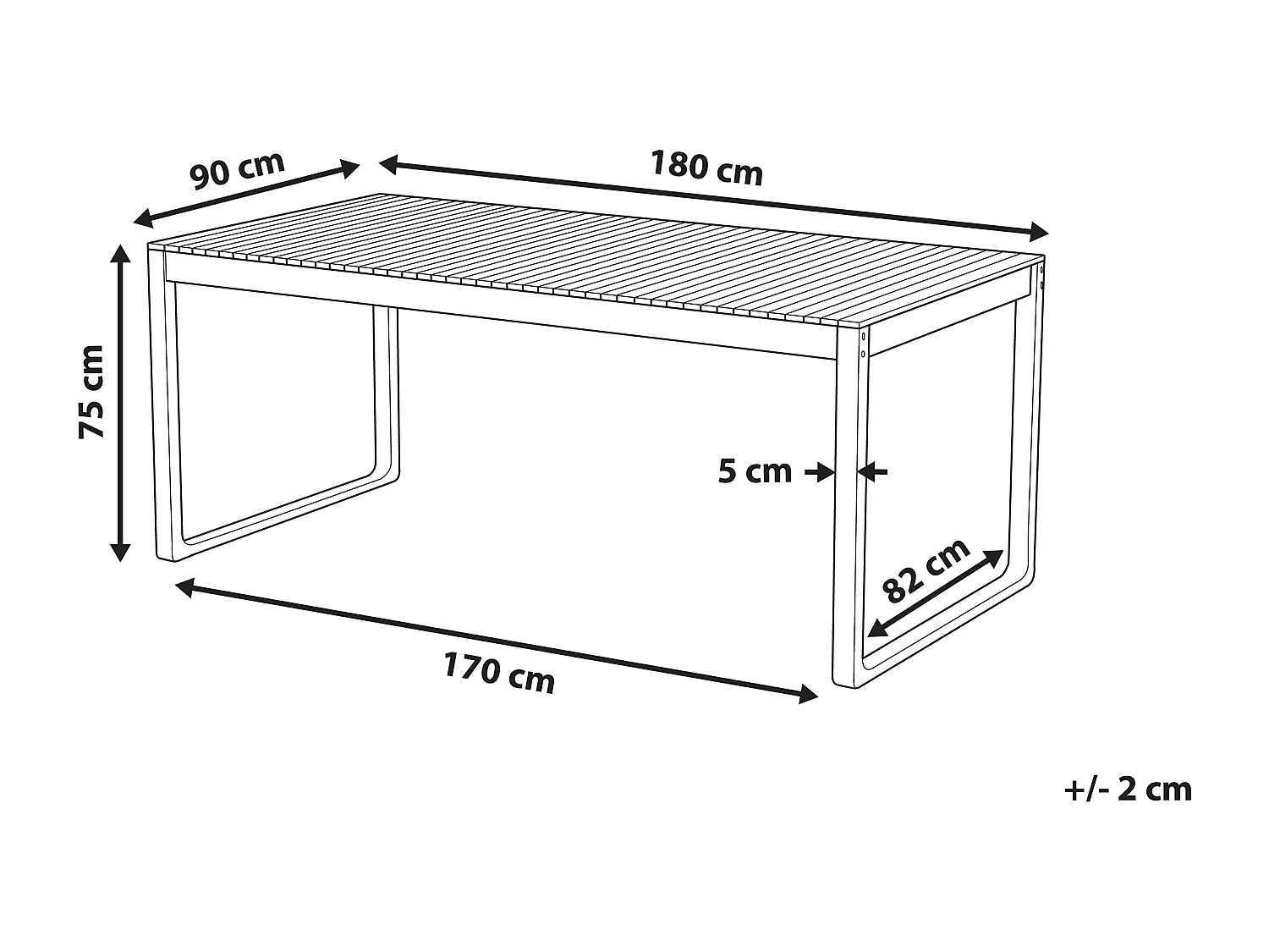 Gartentisch für 6 Personen Akazienholz hellbraun 180 x 90 cm mit Kufen Sassari