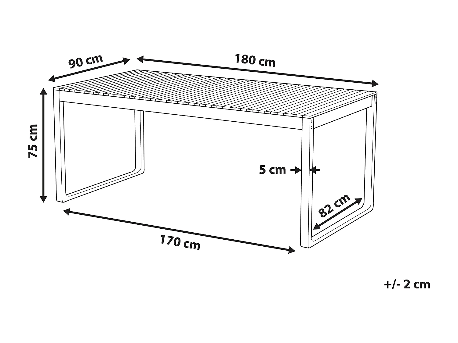 Table de salle à manger de jardin SASSARI 180 cm 90 cm Acacia Marron
