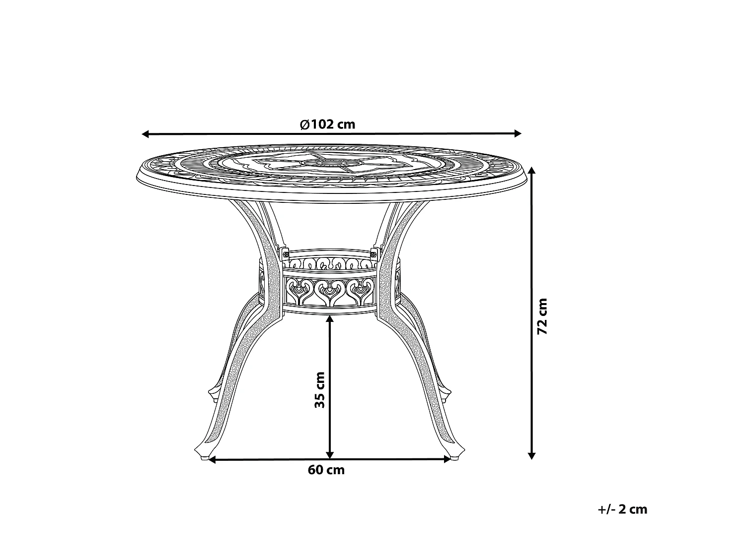 Table de salle à manger de jardin SALENTO 102 cm 102 cm Métal Marron foncé
