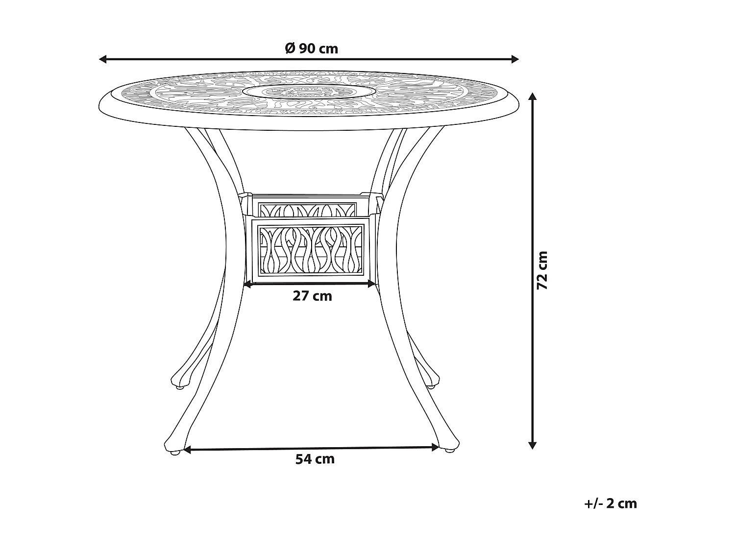 Table de salle à manger de jardin pour 4 personnes ANCONA 90 cm 90 cm Métal Marron foncé