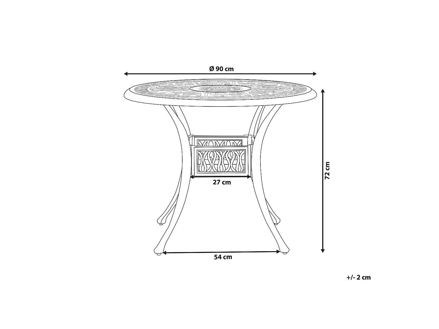 Table de salle à manger de jardin pour 4 personnes ANCONA 90 cm 90 cm Métal Marron foncé