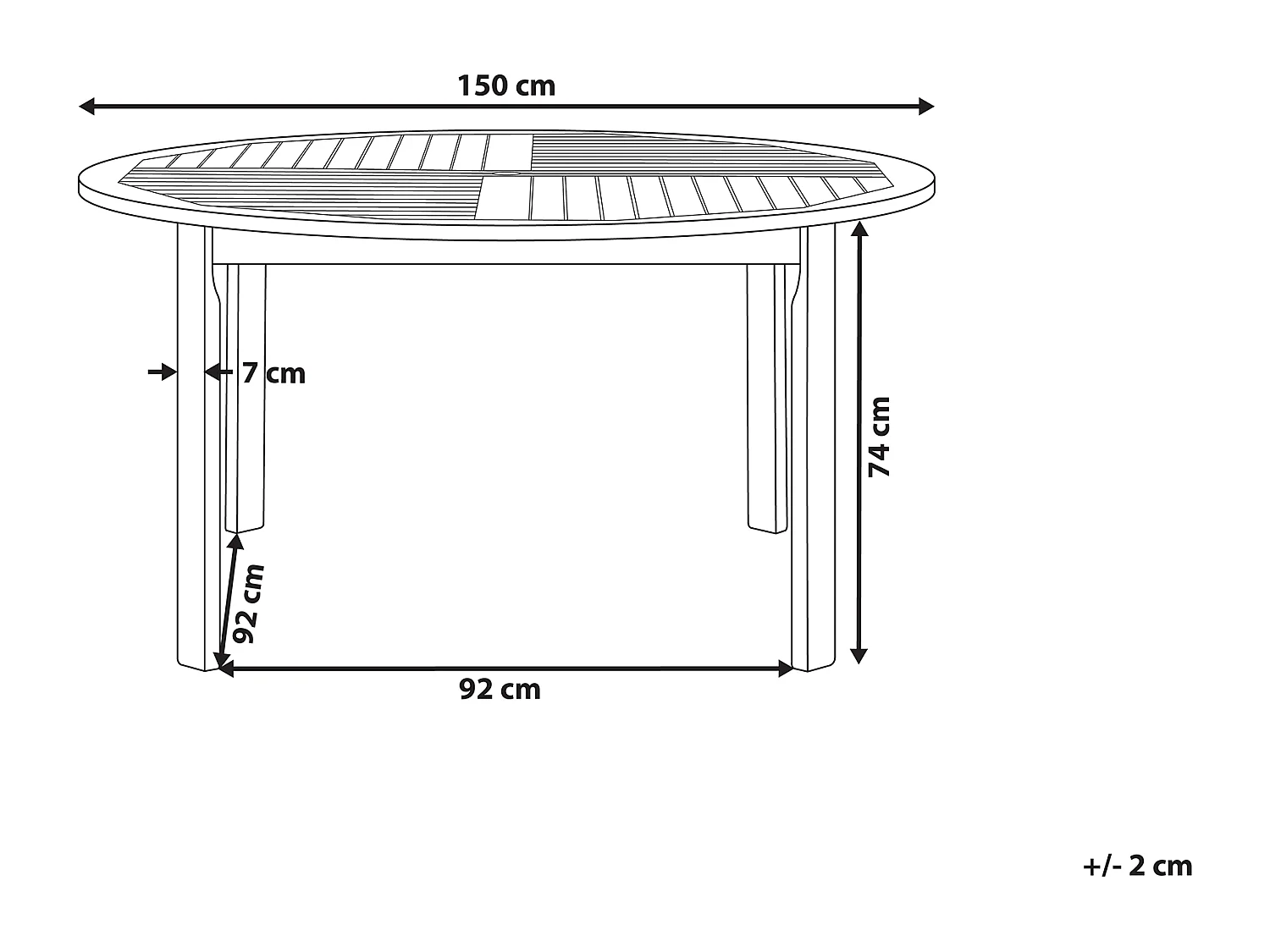 Table de salle à manger de jardin TOLVE 150 cm 150 cm Acacia Marron