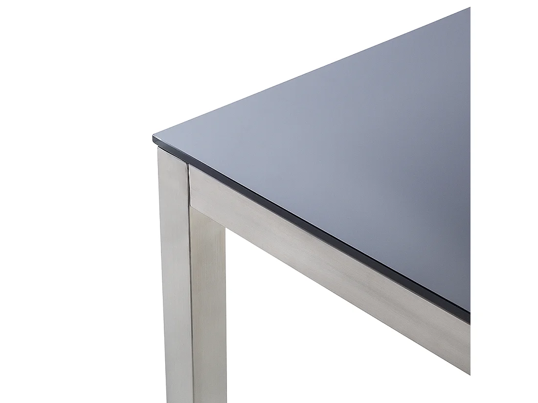 Table de salle à manger de jardin GROSSETO 180 cm 90 cm Verre de sécurité Noir