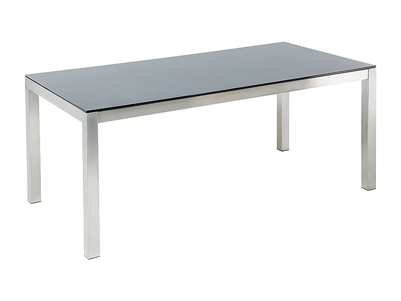 Table de salle à manger de jardin GROSSETO 180 cm 90 cm Verre de sécurité Noir
