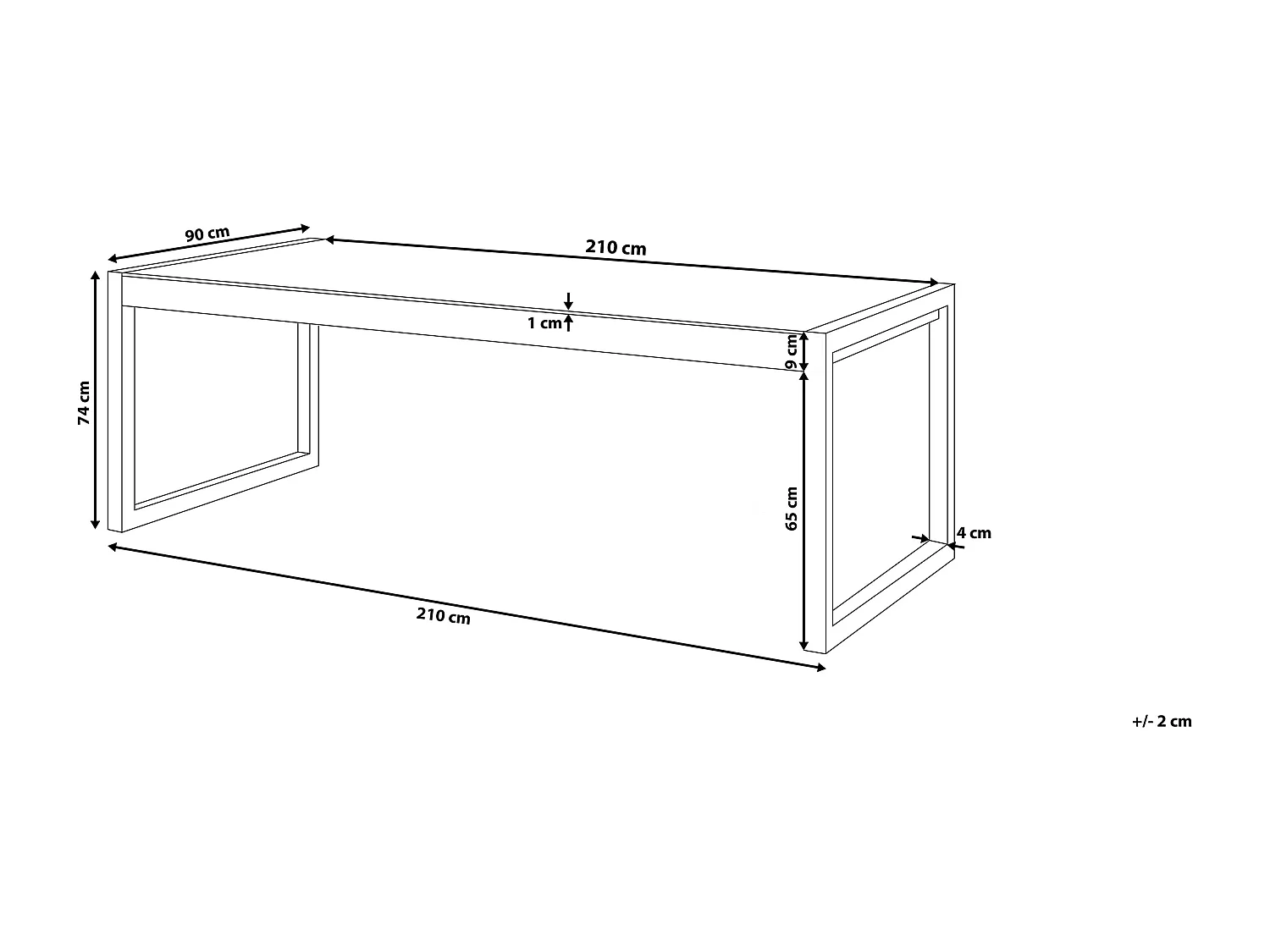 Tuin eettafel BACOLI 210 cm 90 cm Glas Gebroken wit