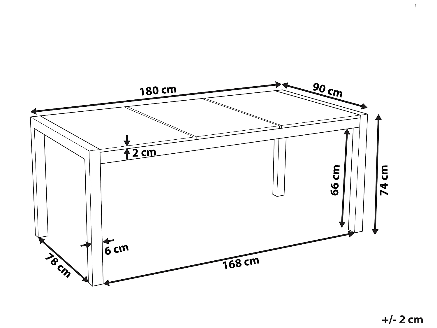 Table de salle à manger de jardin GROSSETO 180 cm 90 cm Poli Granit Noir