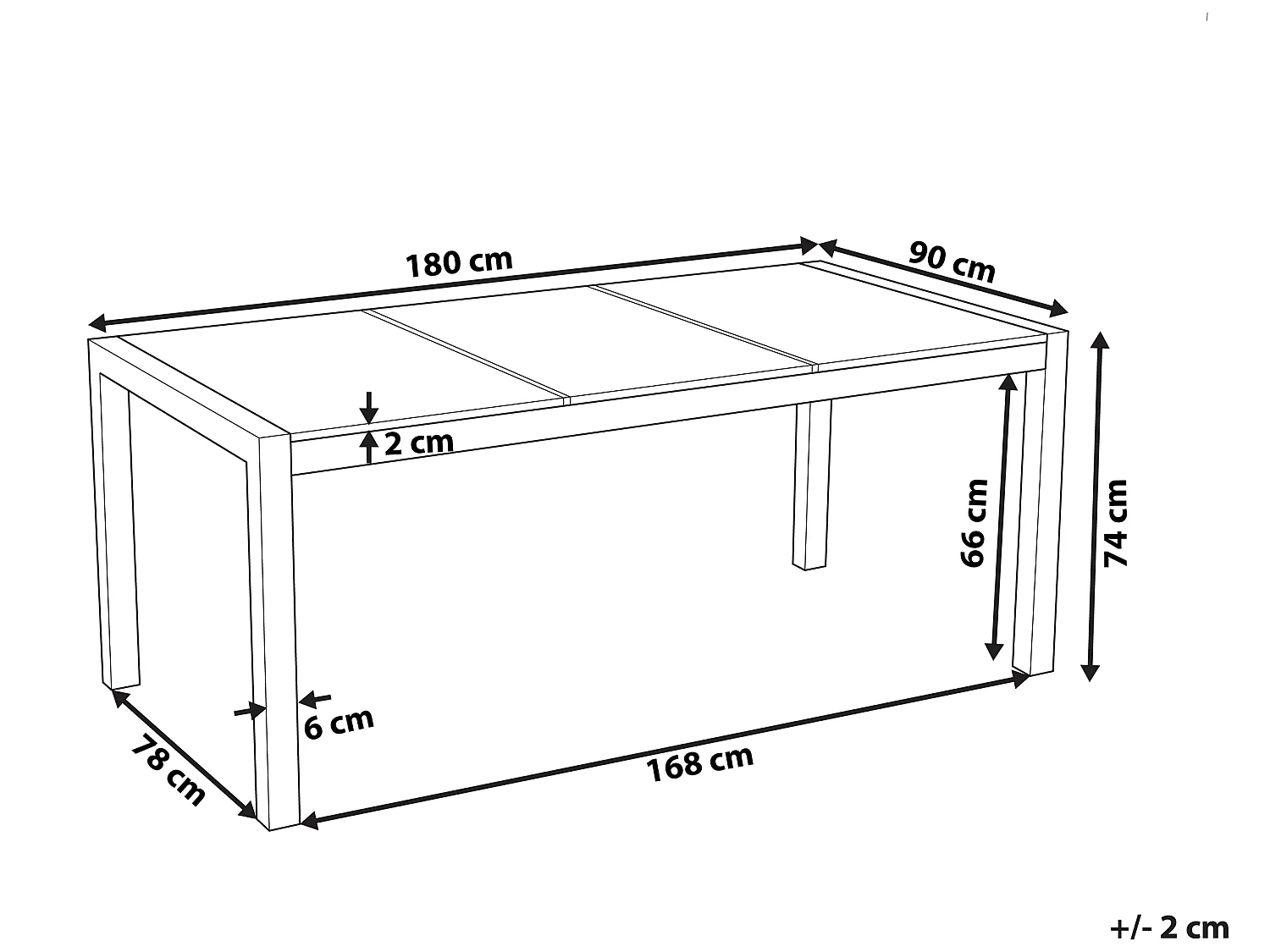 Table de salle à manger de jardin GROSSETO 180 cm 90 cm Poli Granit Noir