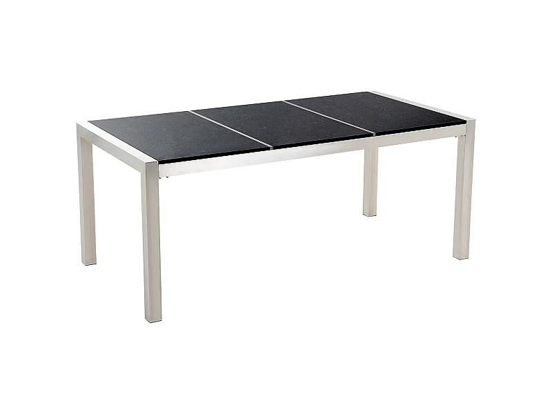 Table de salle à manger de jardin GROSSETO 180 cm 90 cm Poli Granit Noir