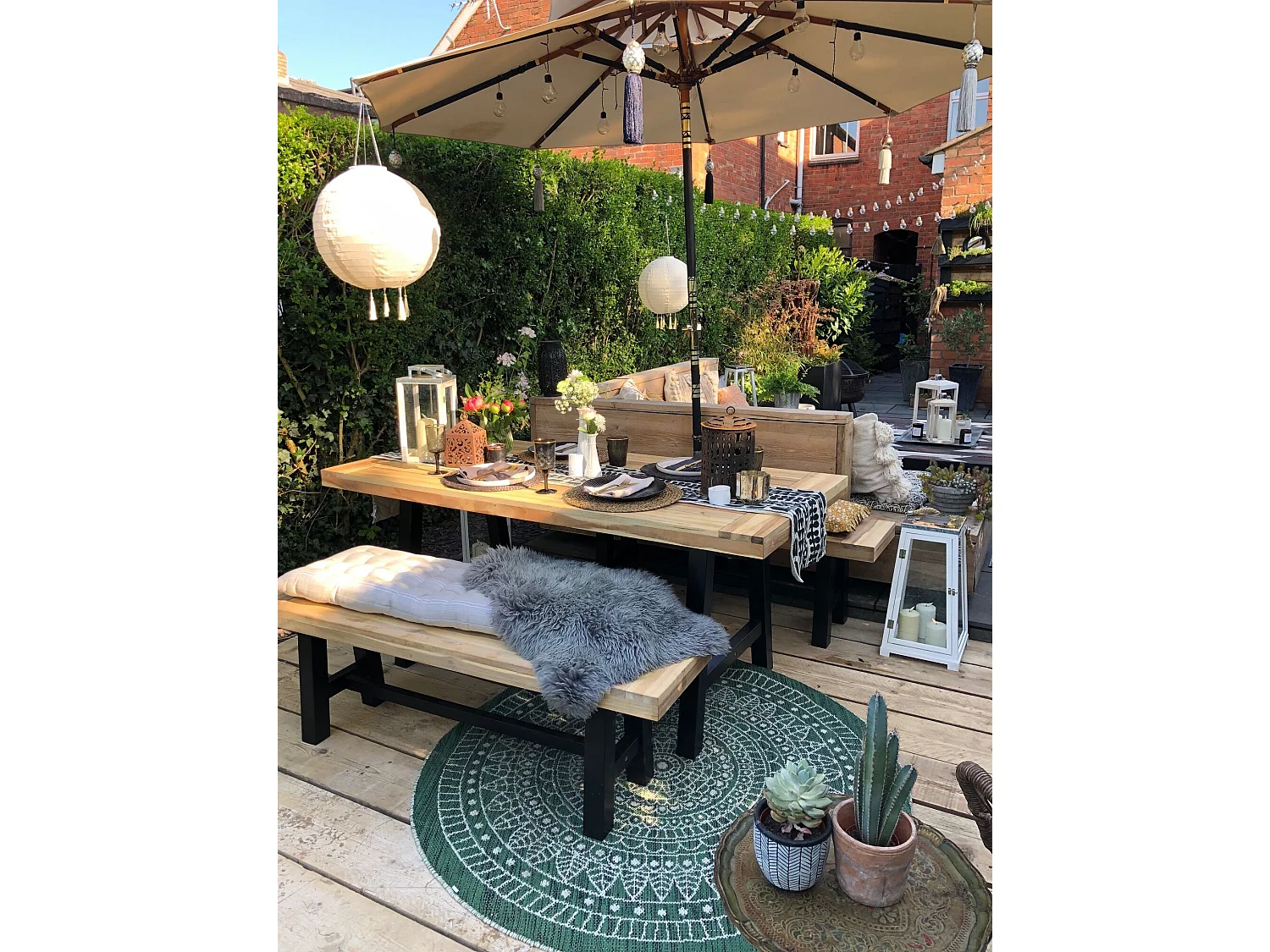 Table de salle à manger de jardin SCANIA 170 cm 80 cm Acacia Noir