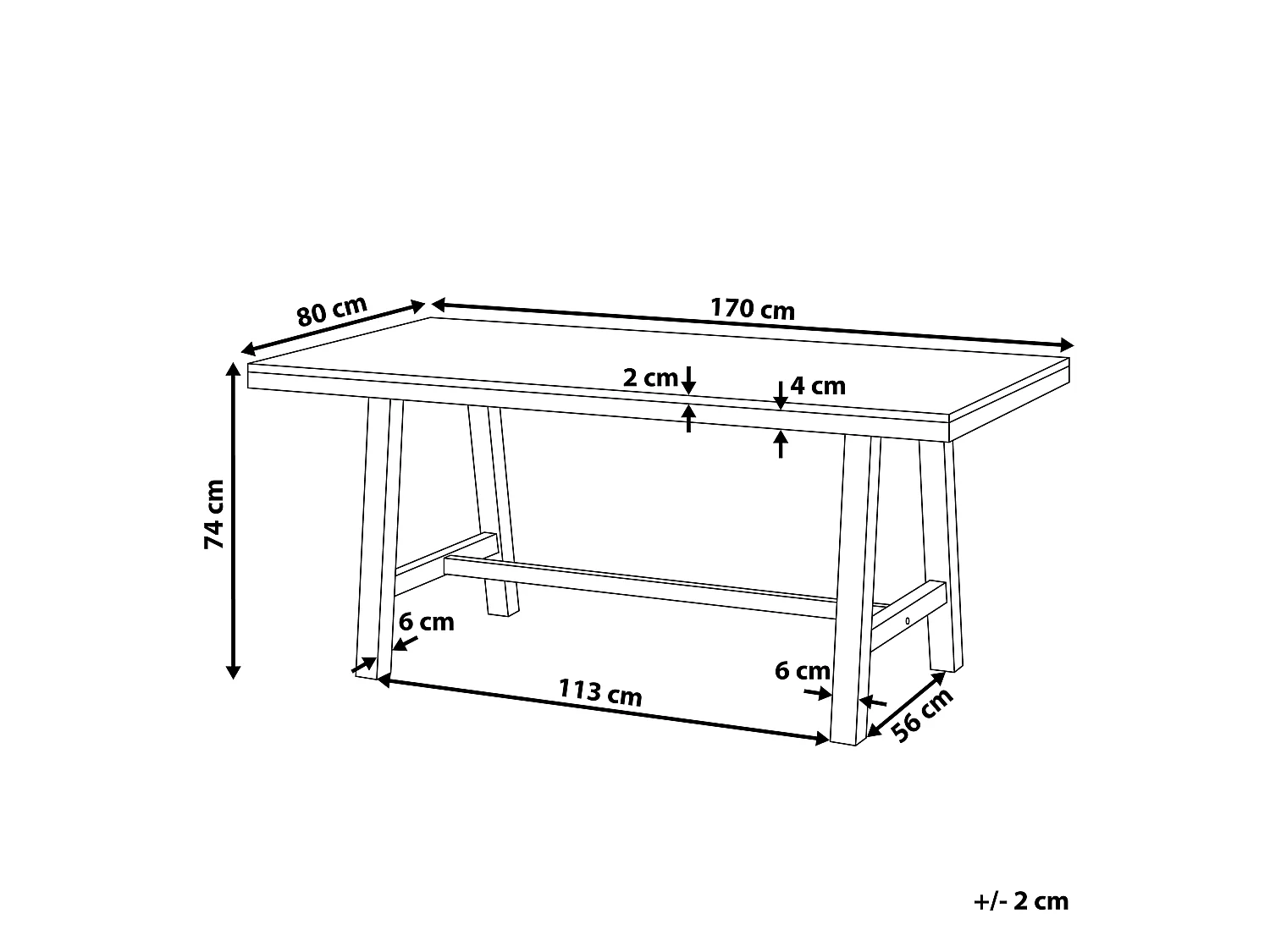 Table de salle à manger de jardin SCANIA 170 cm 80 cm Acacia Noir