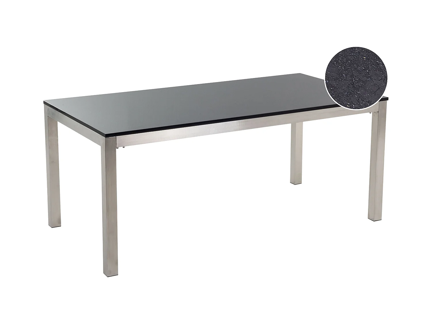Gartentisch aus Steingemisch schwarz poliert 180 cm Grosseto