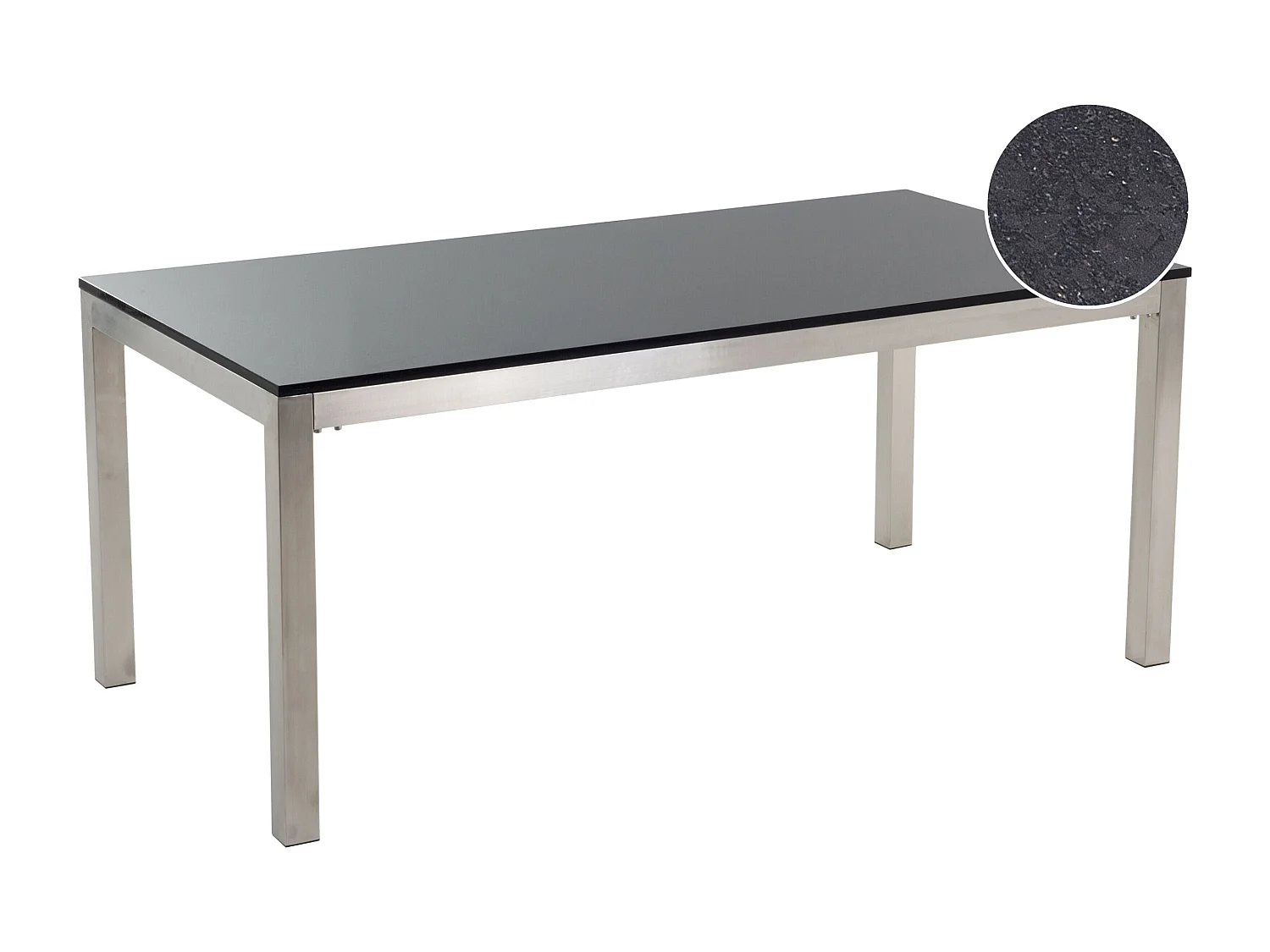 Table de salle à manger de jardin GROSSETO 180 cm 90 cm Poli Granit Noir