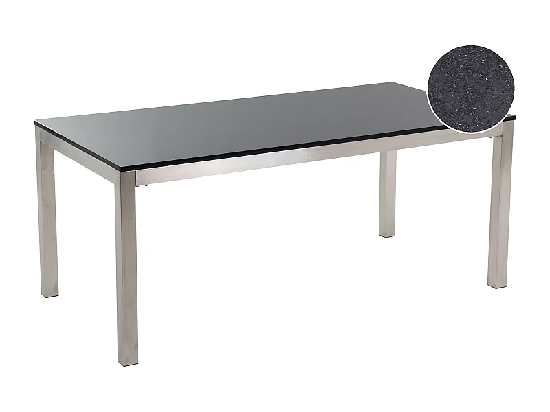 Table de salle à manger de jardin GROSSETO 180 cm 90 cm Poli Granit Noir