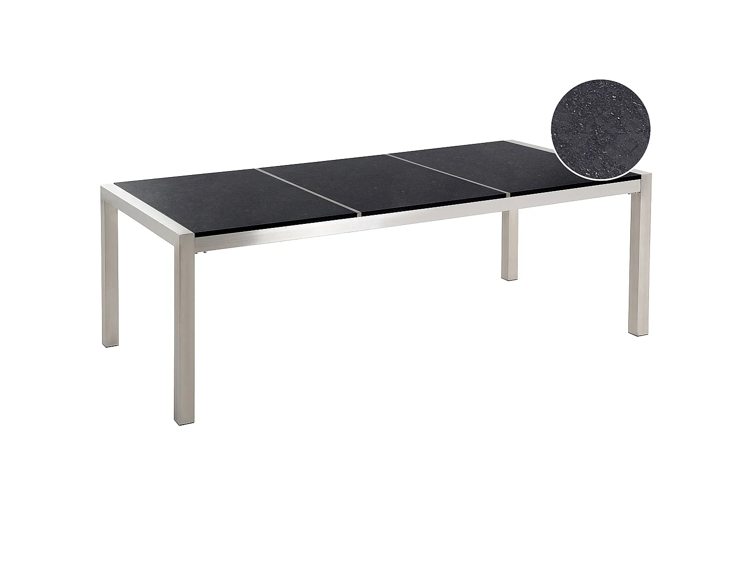Table de salle à manger de jardin GROSSETO 220 cm 100 cm Poli Granit Noir