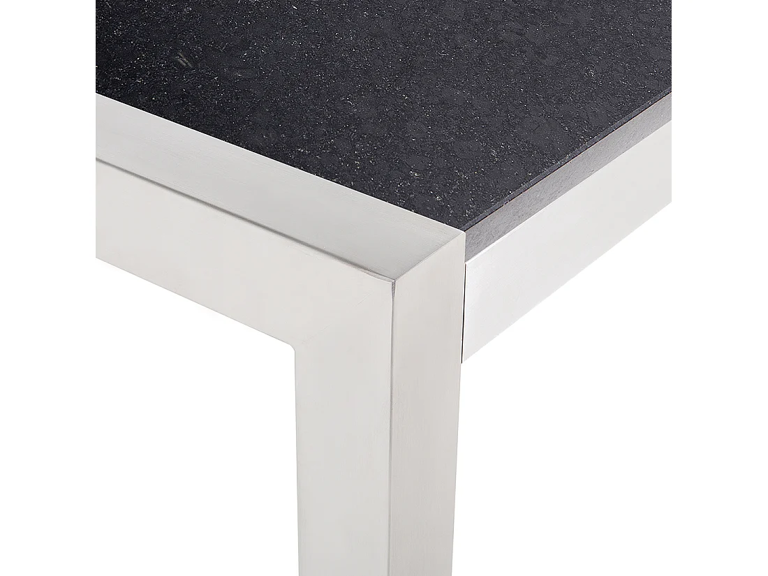 Table de salle à manger de jardin GROSSETO 220 cm 100 cm Poli Granit Noir