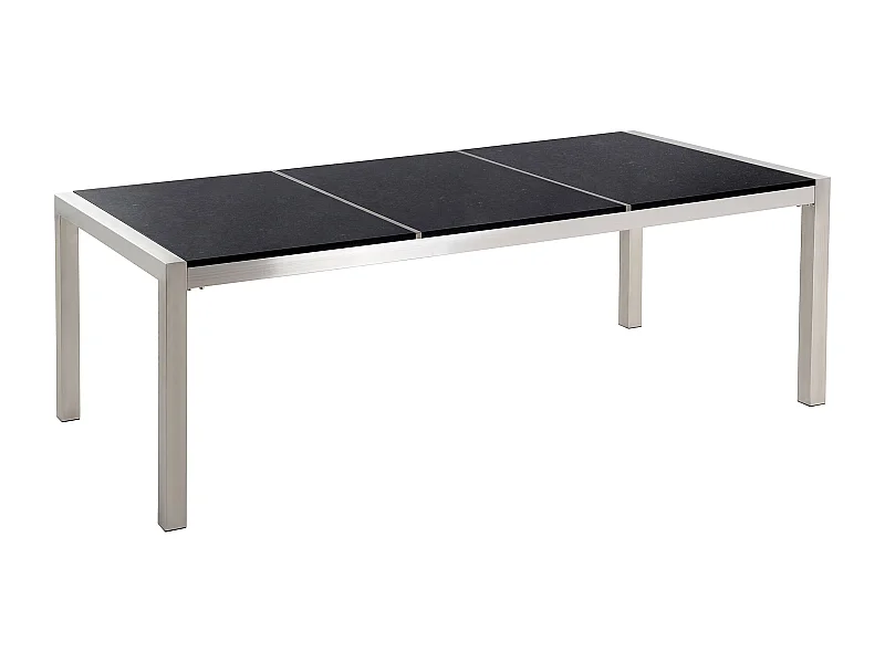 Table de salle à manger de jardin GROSSETO 220 cm 100 cm Poli Granit Noir