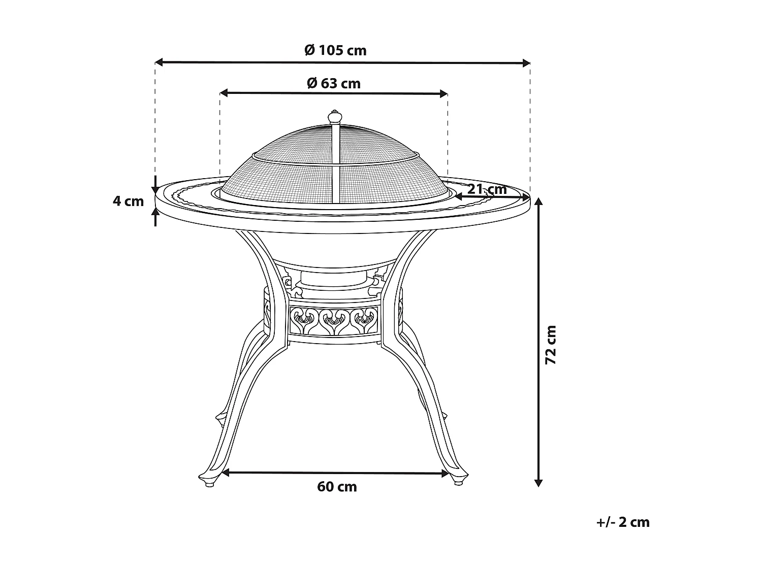 Stół ogrodowy MANFRIA 105 cm 105 cm Metal Ciemnobrązowy