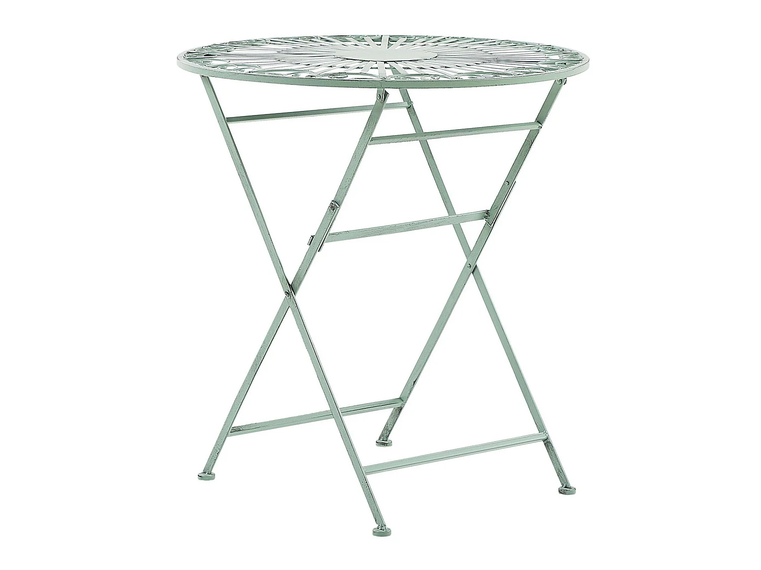 Stilvoller Gartentisch Metall grün rund zusammenklappbar Trento