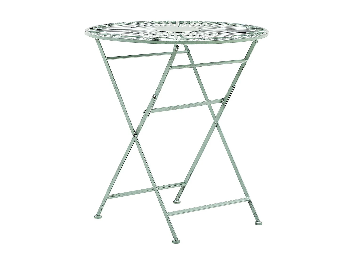 Stilvoller Gartentisch Metall grün rund zusammenklappbar Trento