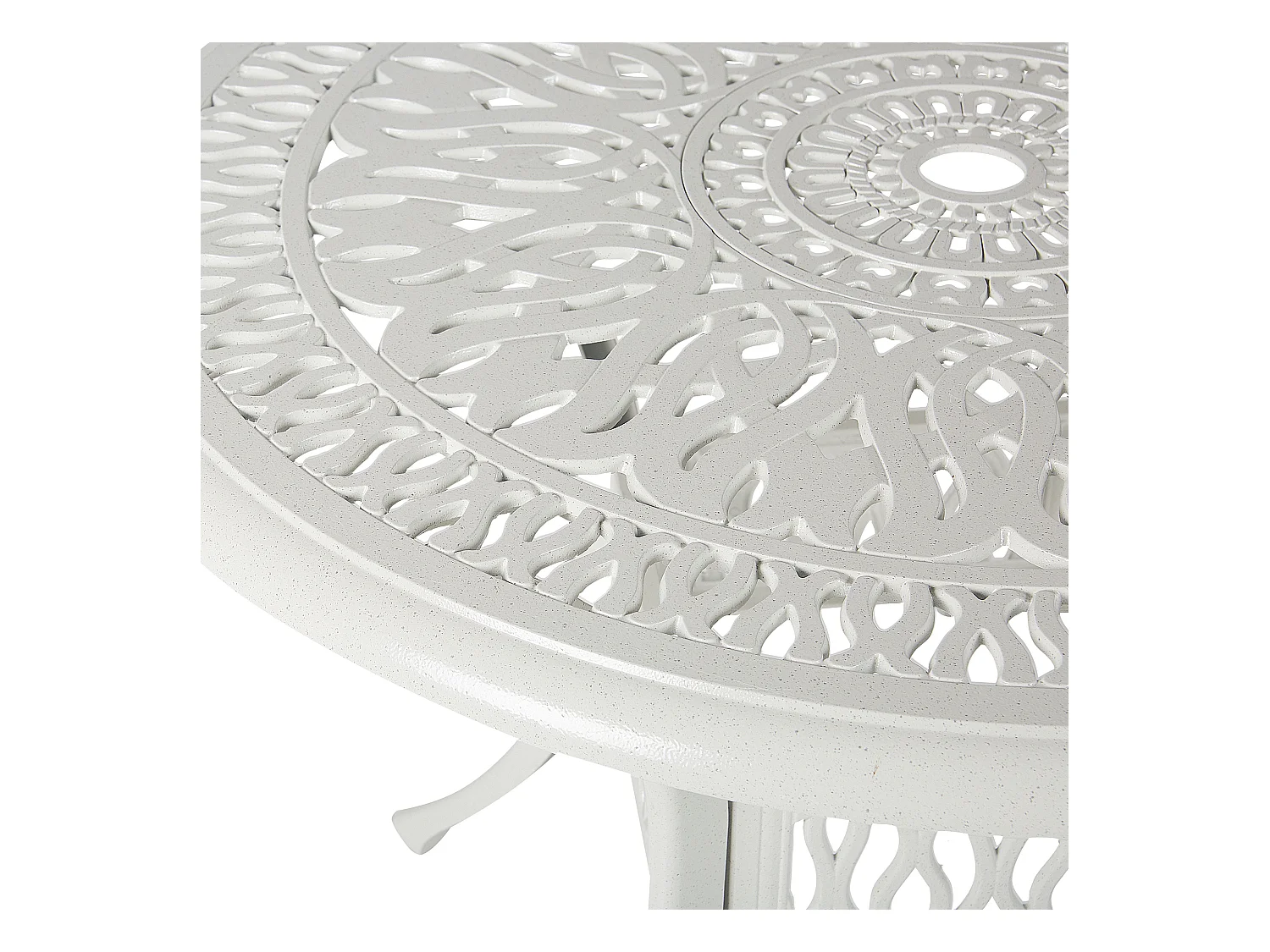 Französischer Balkontisch Aluminium creme weiß rund ø90 cm mit Schirmloch Ancona