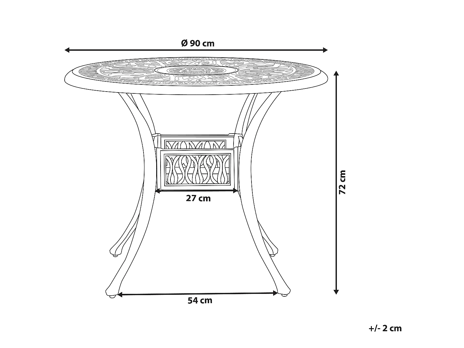 Table bistrot ANCONA 90 cm 90 cm Métal Blanc cassé