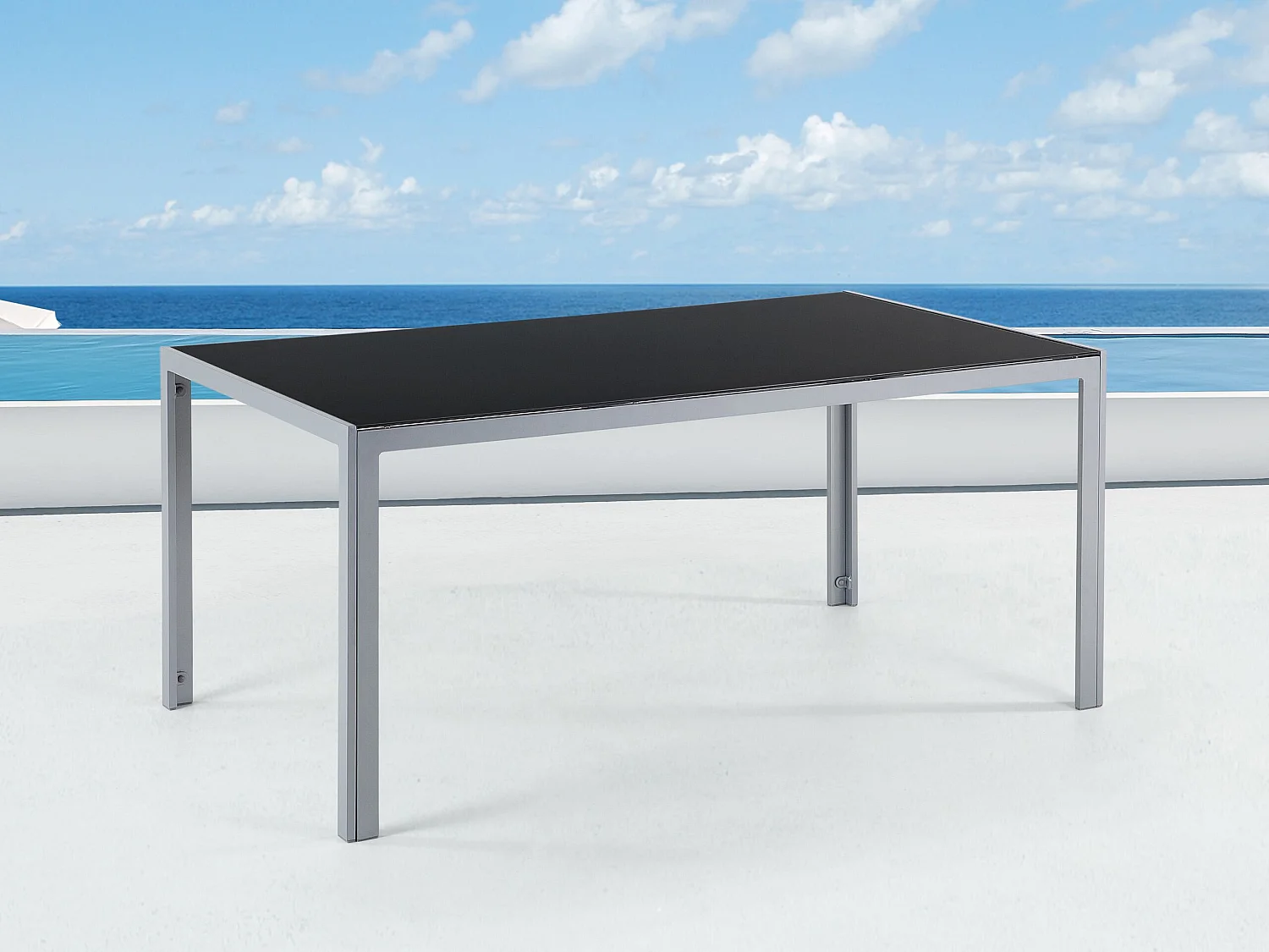 Mesa de jardín CATANIA 160 cm 91 cm Vidrio Negro