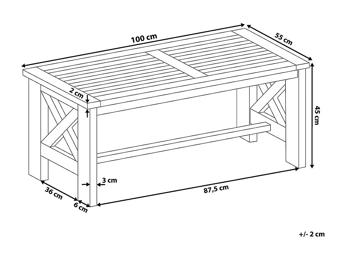Table de salle à manger de jardin BALTIC 55 cm 100 cm Acacia Blanc