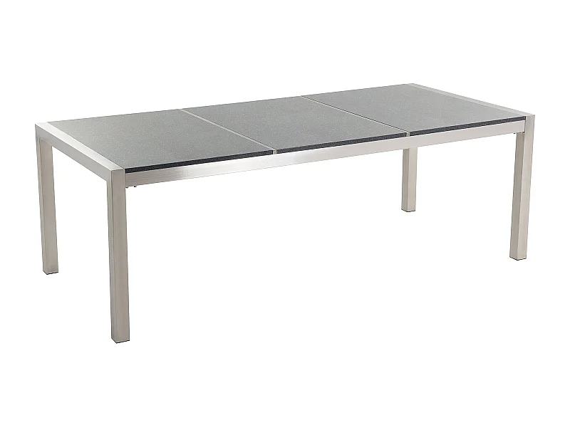 Moderner Gartentisch 220 cm 3 Tischplatten Granit poliert grau / silber Grosseto