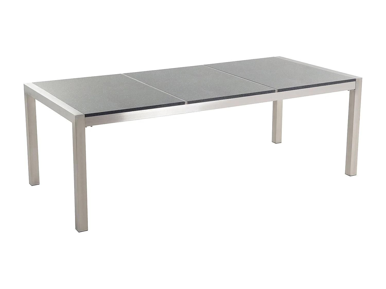 Moderner Gartentisch 220 cm 3 Tischplatten Granit poliert grau / silber Grosseto