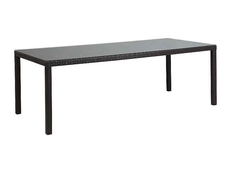 Table de salle à manger de jardin ITALY 220 cm 100 cm Verre Marron foncé