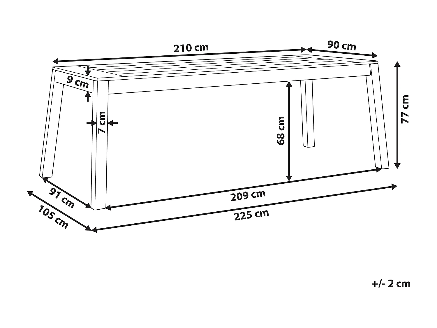 Mesa de jardín LIVORNO 210 cm 90 cm Madera de acacia Marrón