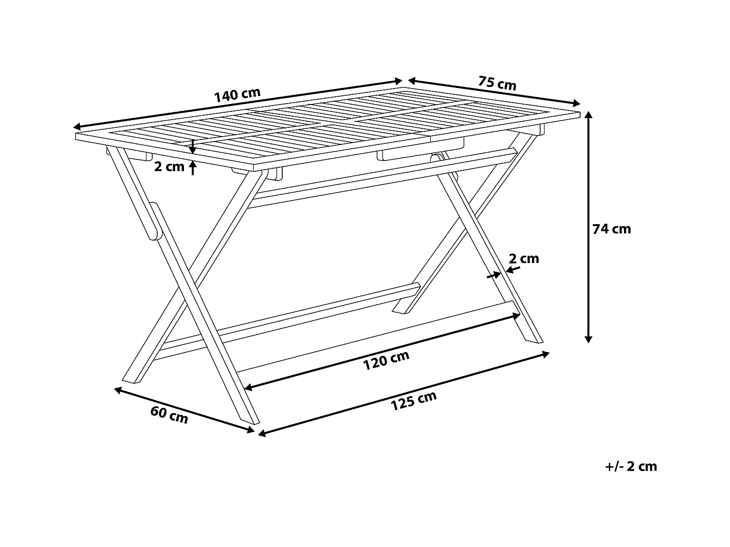 Tuin eettafel CENTO 140 cm 75 cm Acaciahout Bruin