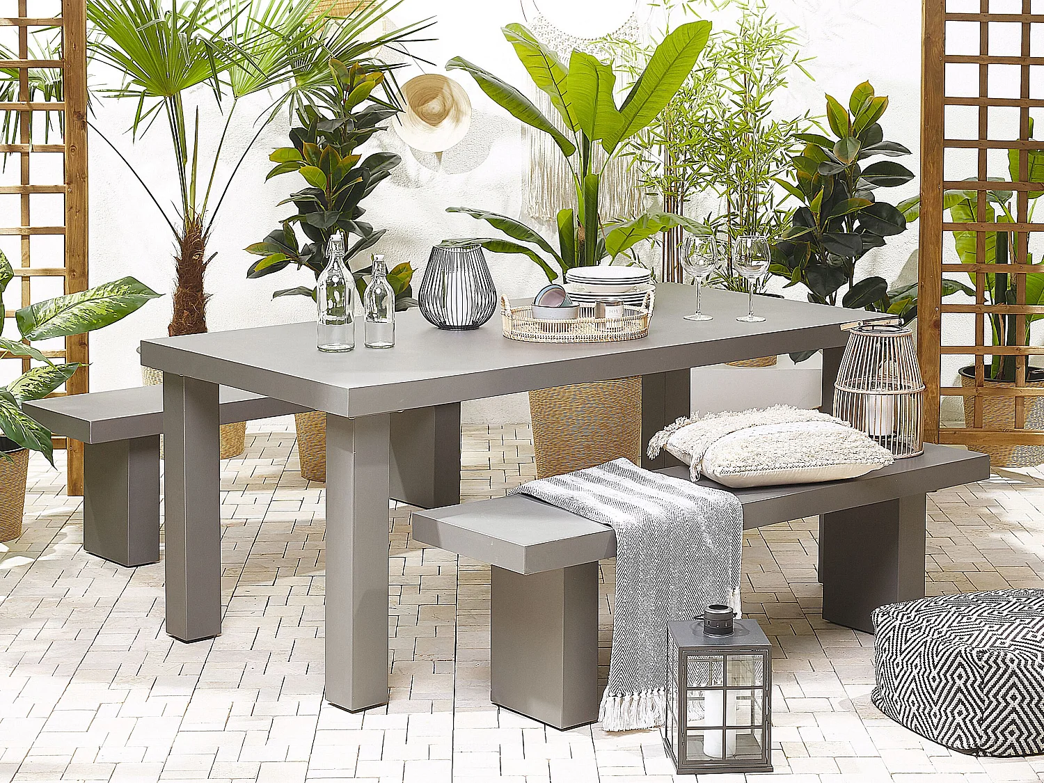 Table de salle à manger de jardin TARANTO 180 cm 90 cm Béton Gris