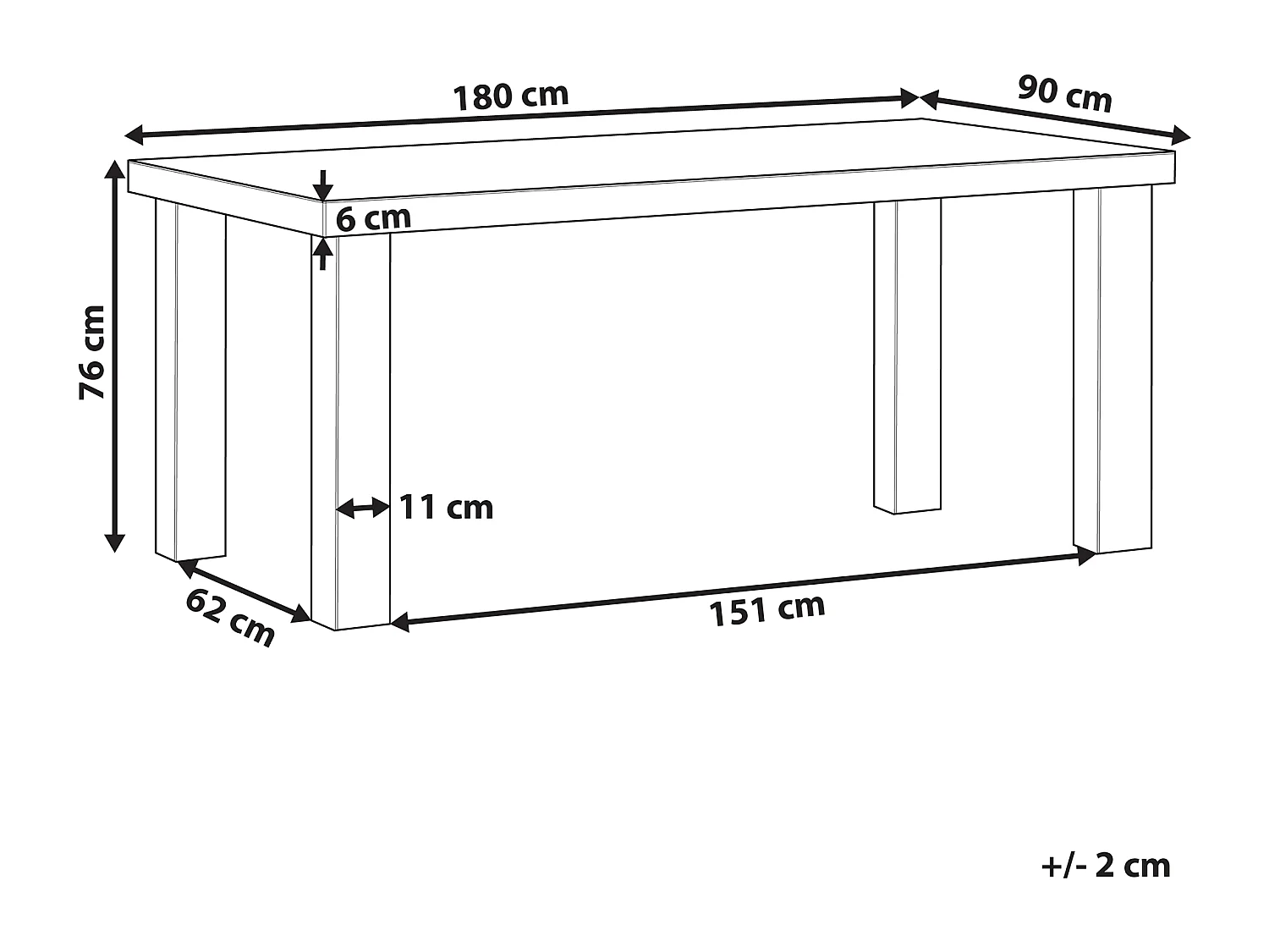 Stół ogrodowy TARANTO 180 cm 90 cm Beton Szary