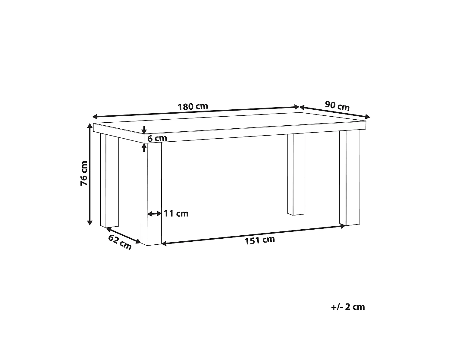 Stół ogrodowy TARANTO 180 cm 90 cm Beton Szary