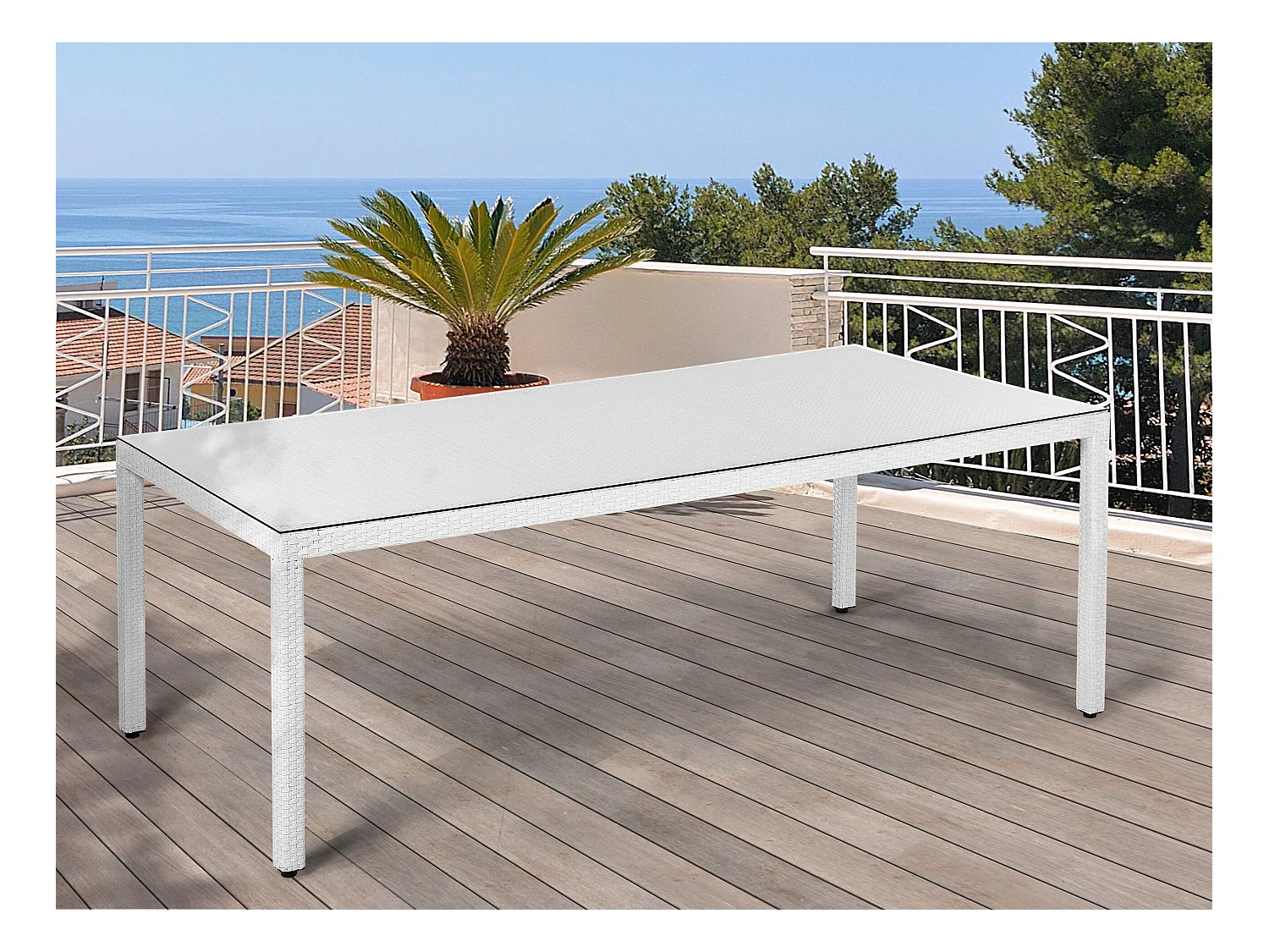 Tuin eettafel ITALY 220 cm 100 cm Glas Wit
