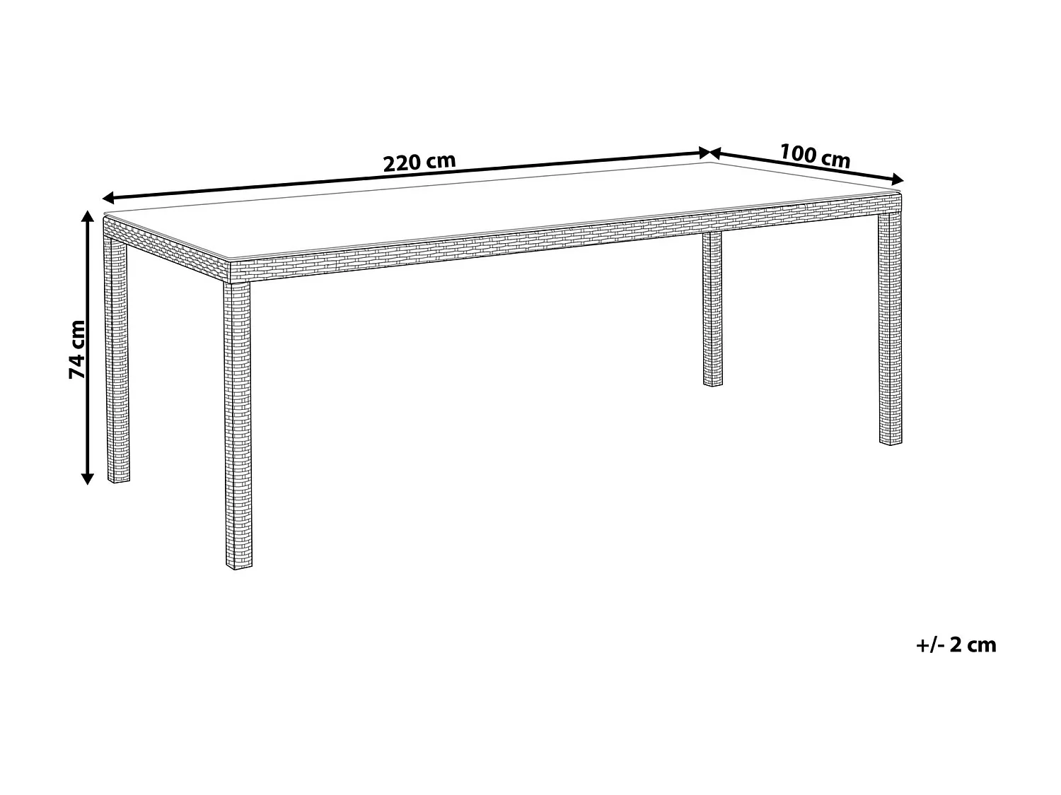 Tuin eettafel ITALY 220 cm 100 cm Glas Wit