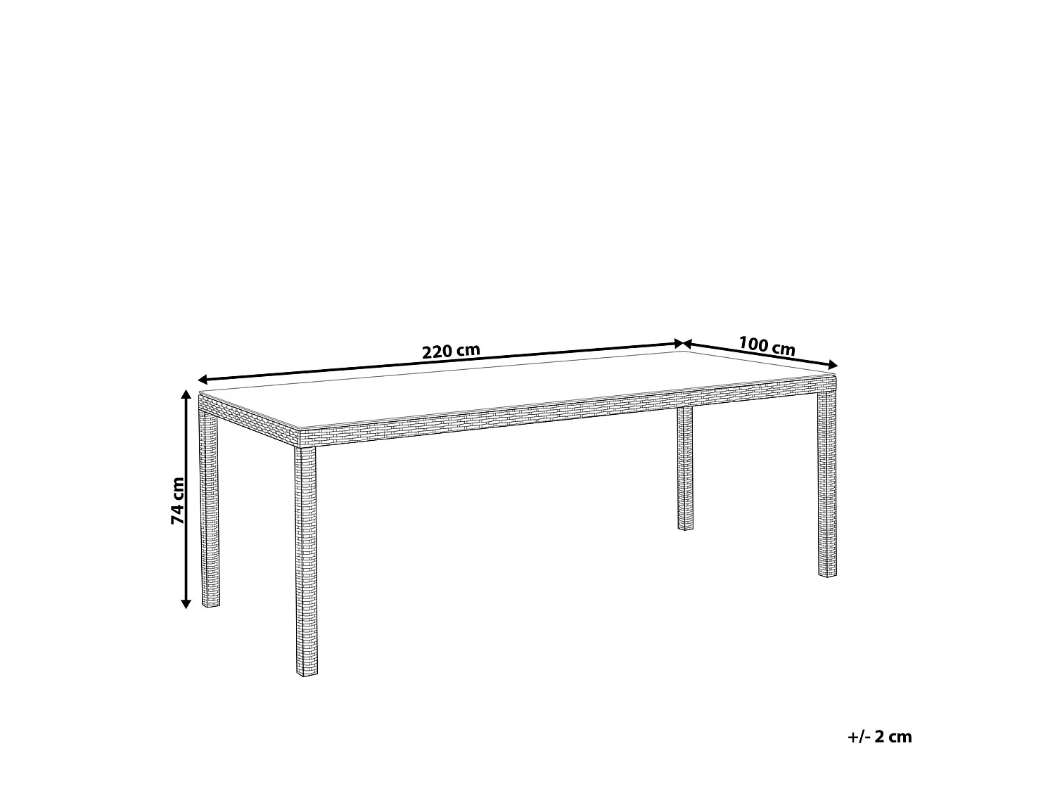 Garden Dining Table ITALY 220 cm 100 cm Glass White