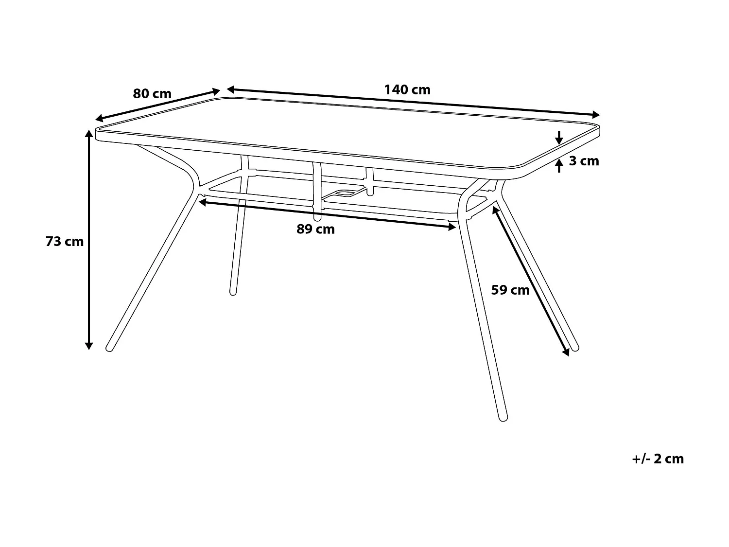 Stół ogrodowy LIVO 140 cm 80 cm Szkło Czarny
